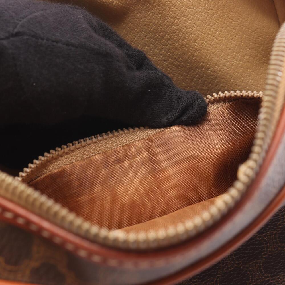Celine Brown Leather Macadam Shoulder Canvas Bag - Picture 5 of 9